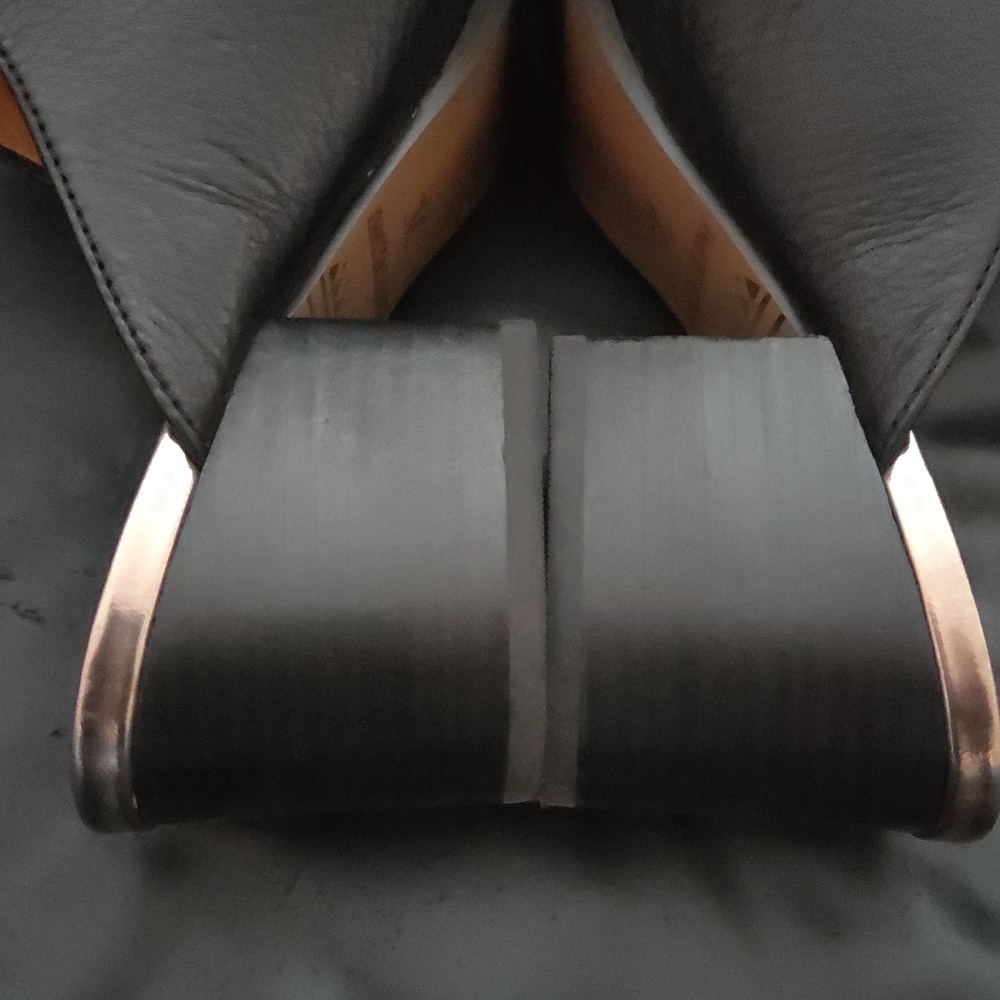 Johnston & Murphy Black 100% Leather Mules Slip On Block Heel 2.5 Shoe SZ 7.5 US - Picture 6 of 11